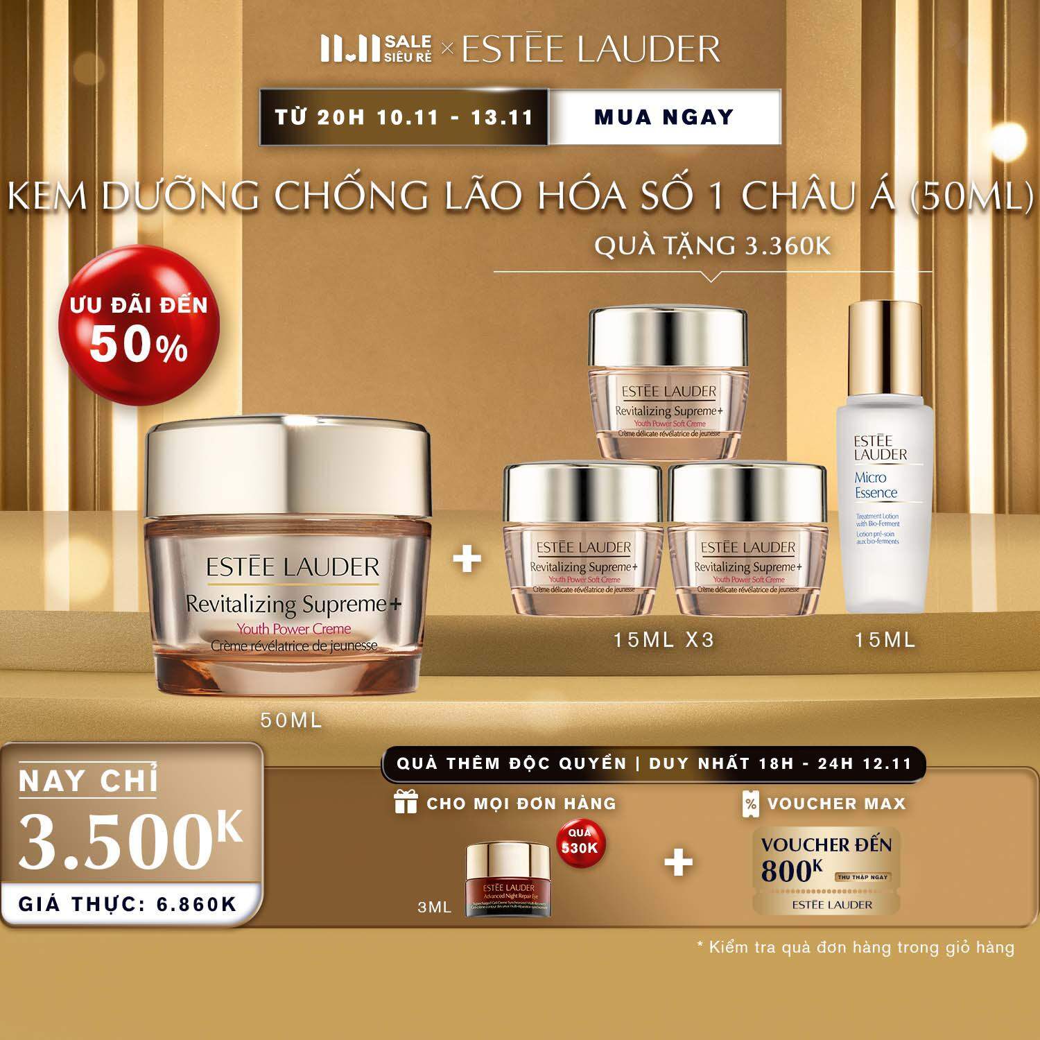 [ĐỘC QUYỀN 11.11] [MỚI] Kem dưỡng Collagen chống lão hóa Estee Lauder Revitalizing Supreme+ Youth Po