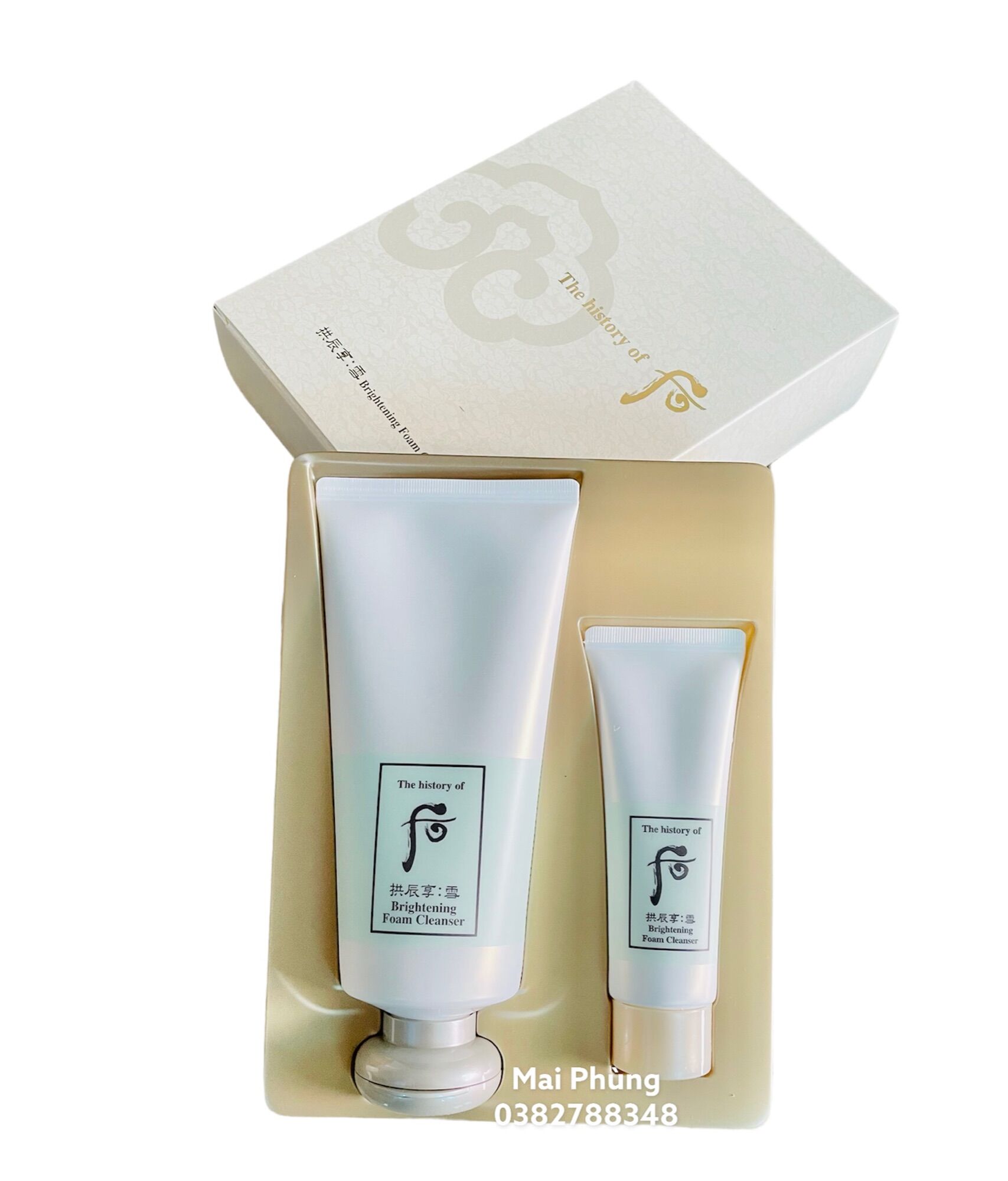 Set sữa rửa mặt whoo trắng