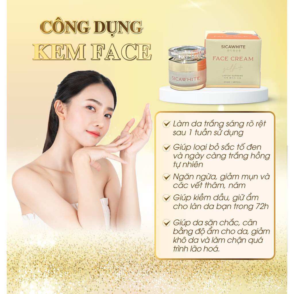 Kem face lụa Sica White dưỡng trắng mờ nám 25g