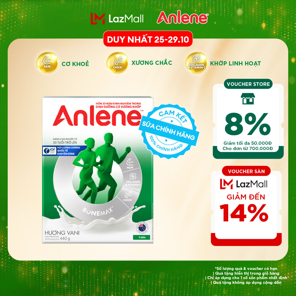 [Voucher giảm đến 26%]Sữa Bột Anlene Hương Vani 440G