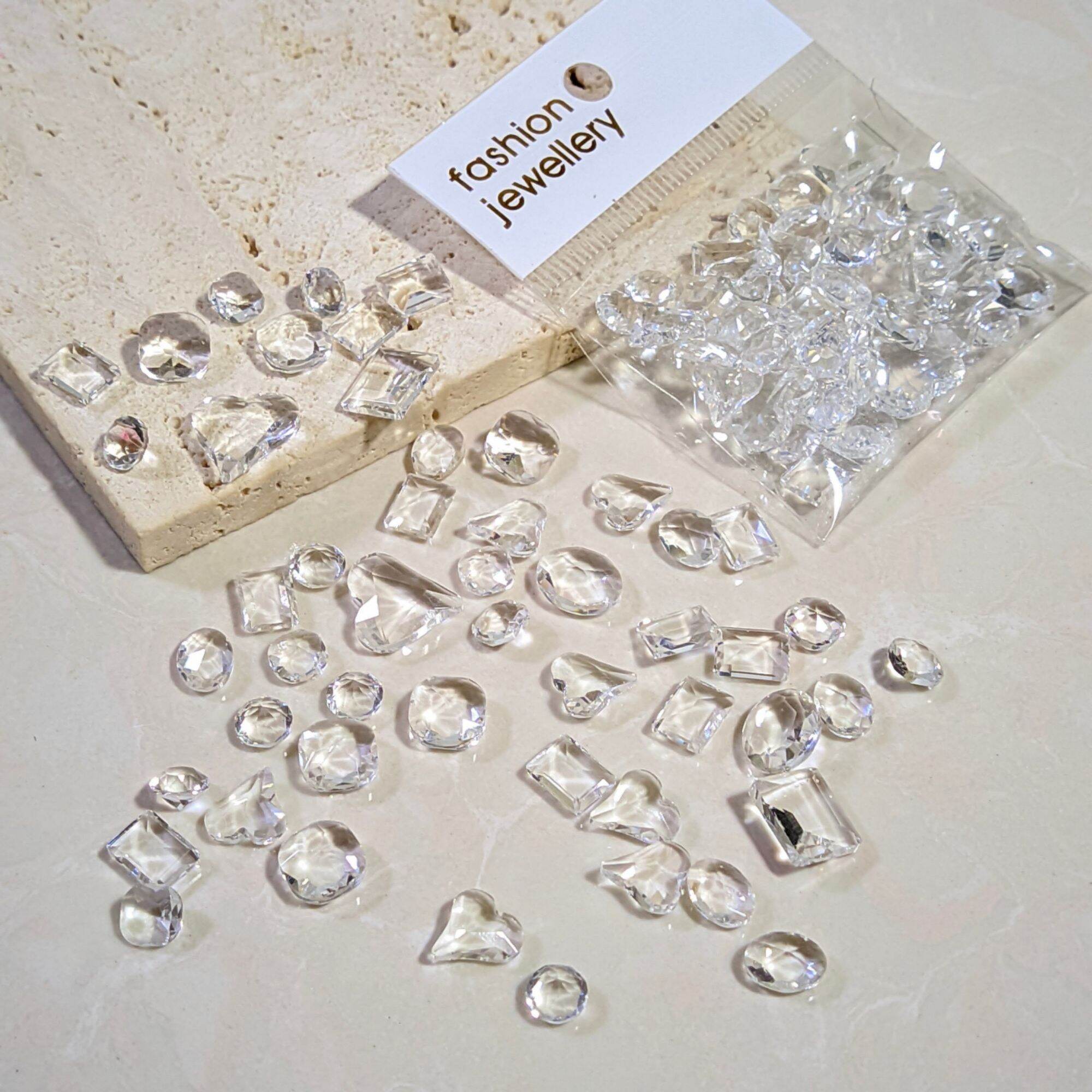 Túi 50 viên đá khối pha lê trong suốt đính móng tay nail siêu sáng lấp lánh
