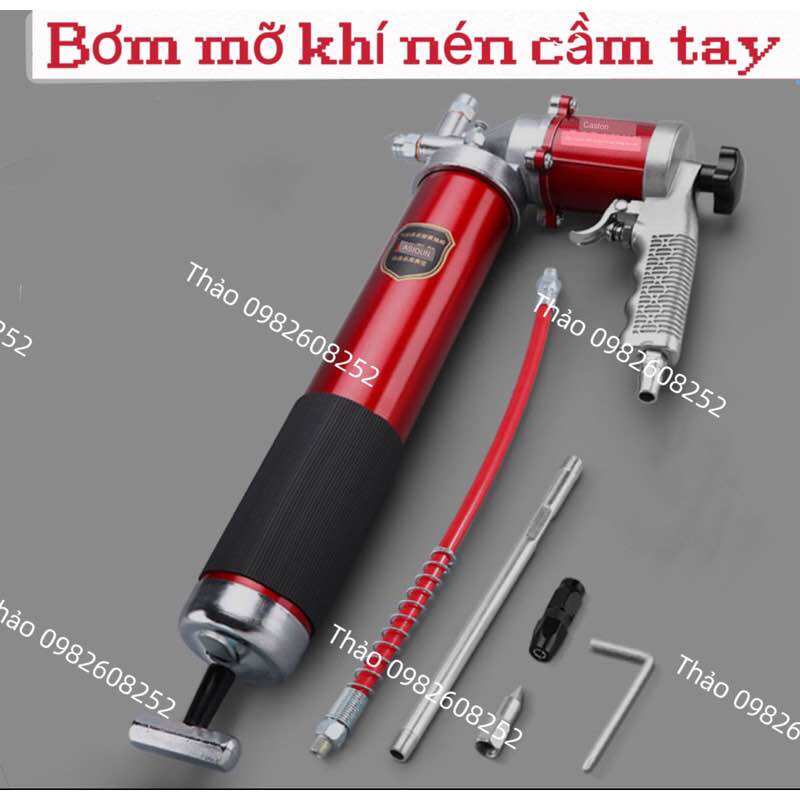 Bơm mỡ hơi khí nén - dung tích 900cc bằng thép dùng cho mỡ nhồi, mỡ xô túi, mỡ kg