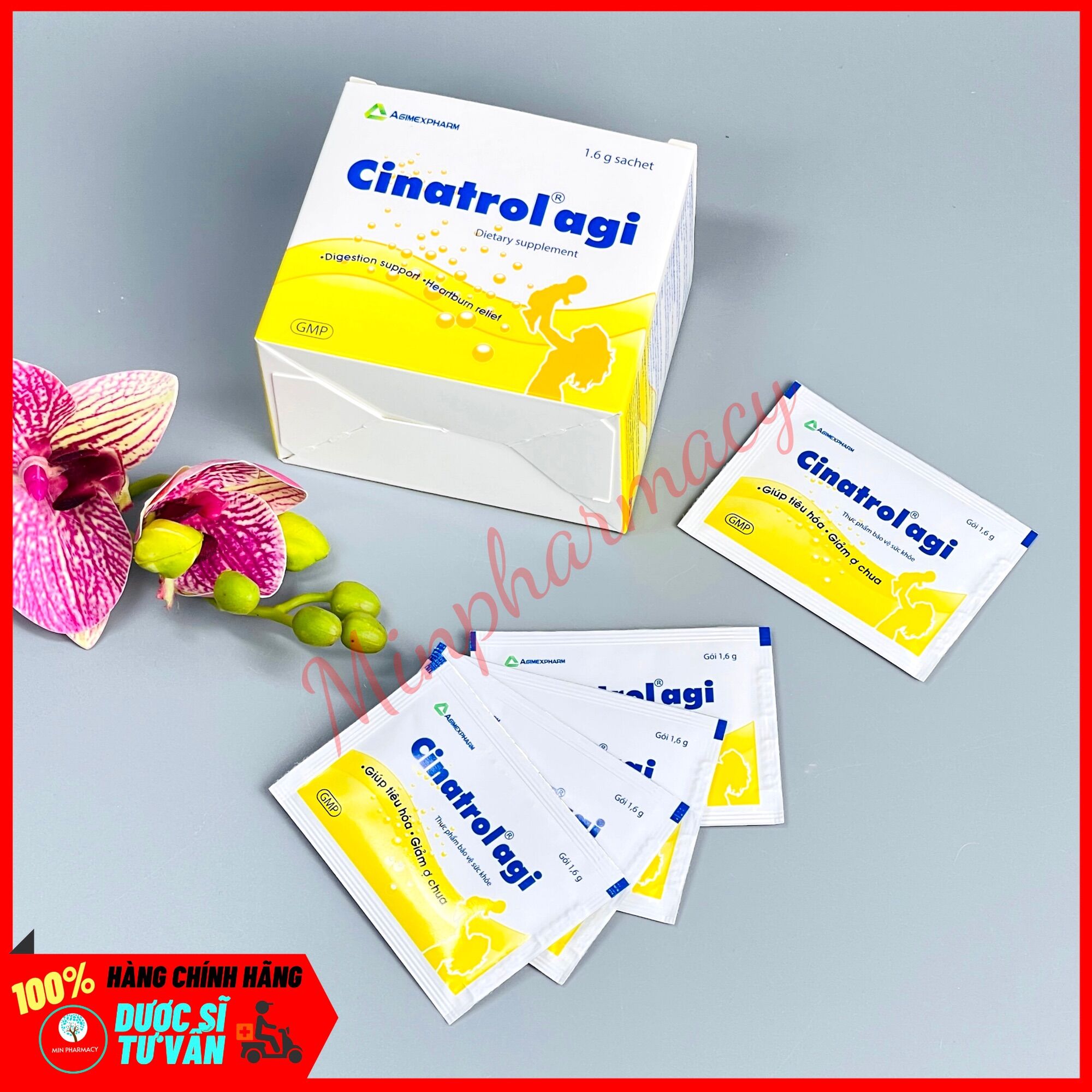 Cốm tiêu hóa trẻ em CINATROL AGI Cốm vàng (Hộp 30 gói) - Minpharmacy