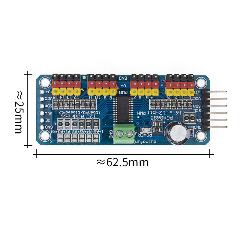 Pca9685pw 16 kênh 12-bit pwm servo lá chắn điều khiển i2c giao diện pca9685 mô-đun cho raspberry pi