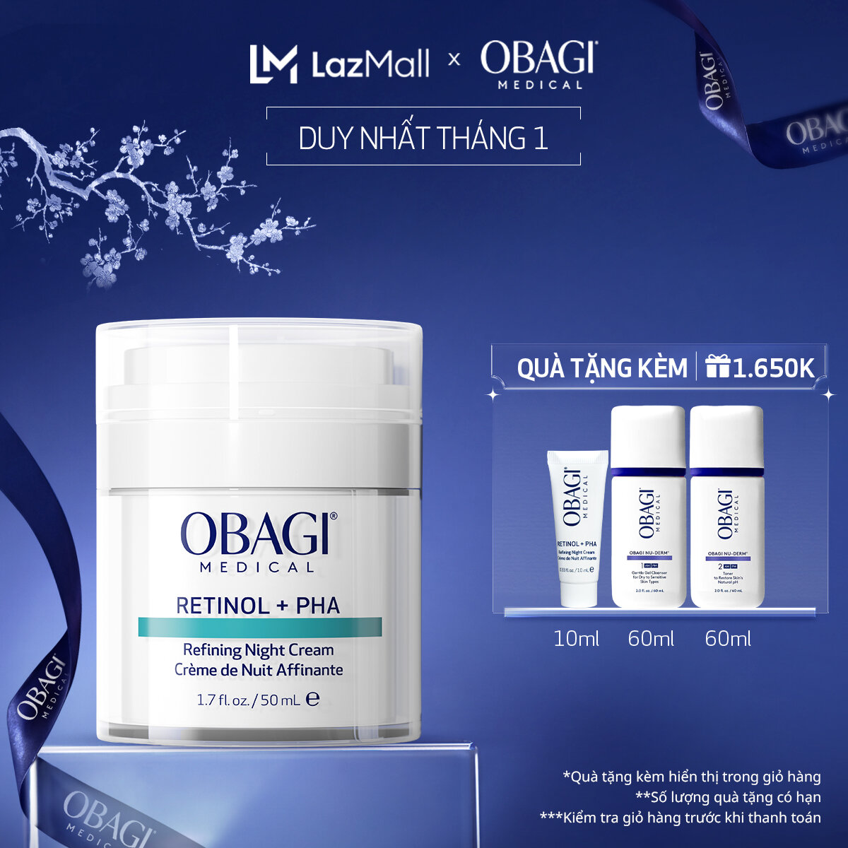 Kem tái tạo & ngăn ngừa lão hóa da ban đêm Obagi Medical Retinol + PHA