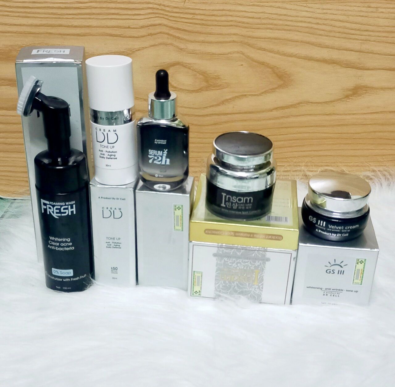 Giá sỉ combo cao nám insam kem ngày chông nắng serum tặng sữa rửa mặt