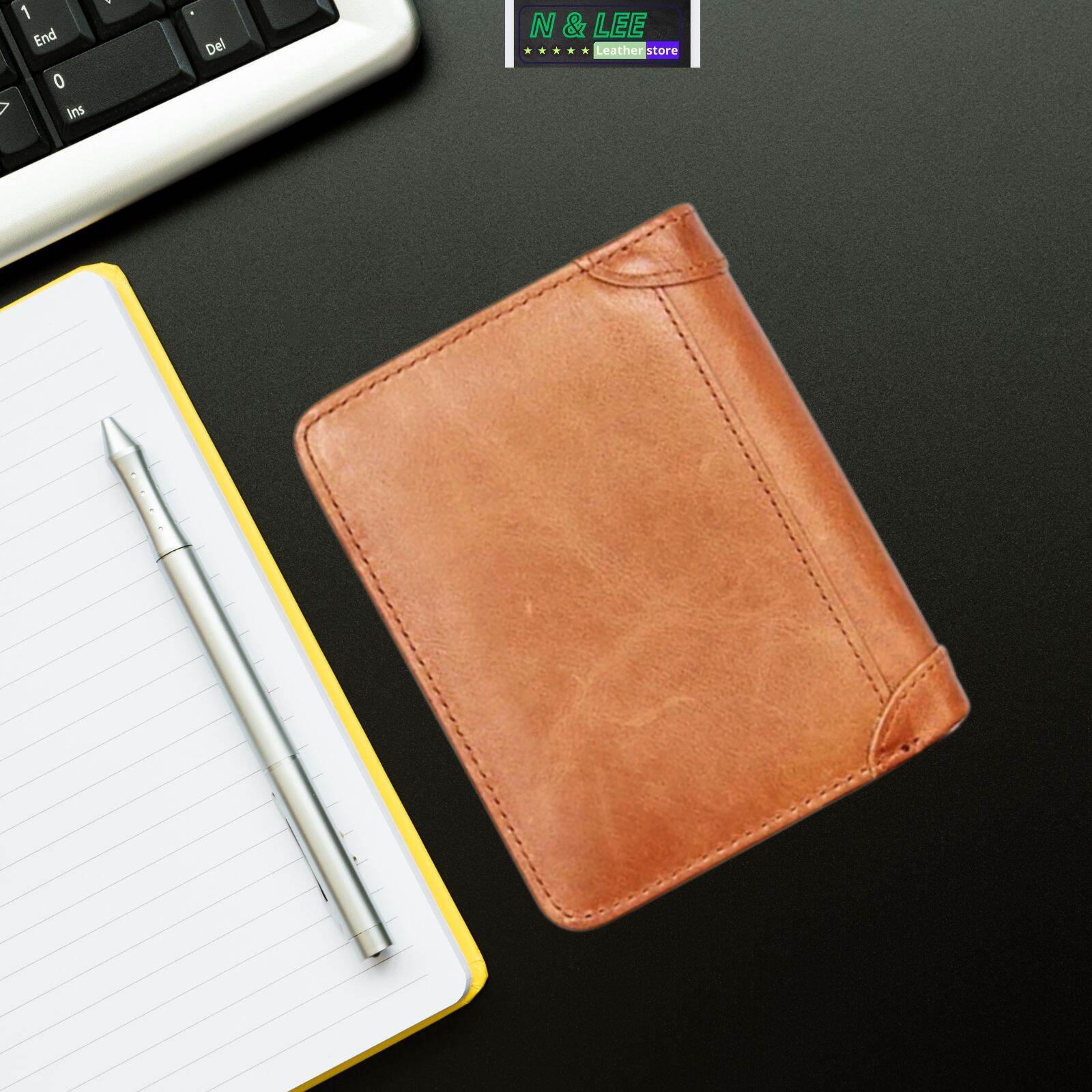 Bóp da bò thật, ví nam dáng đứng đẳng cấp sang trọng nlee leather