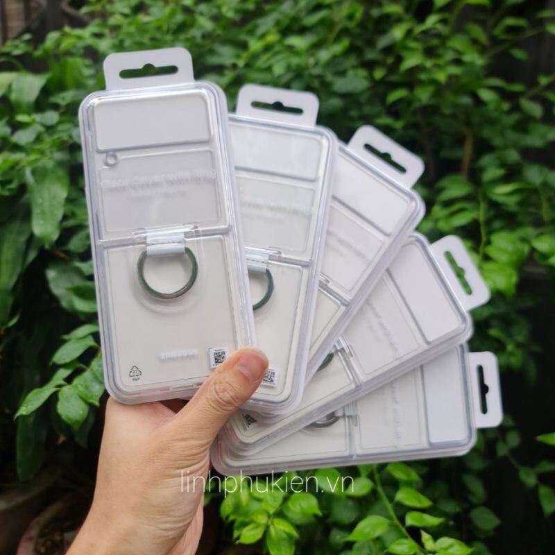 Ốp lưng Samsung Galaxy Z Flip 3 Clear Cover With Ring Transparency Trong Suốt - Hàng chính hãng chính hãng