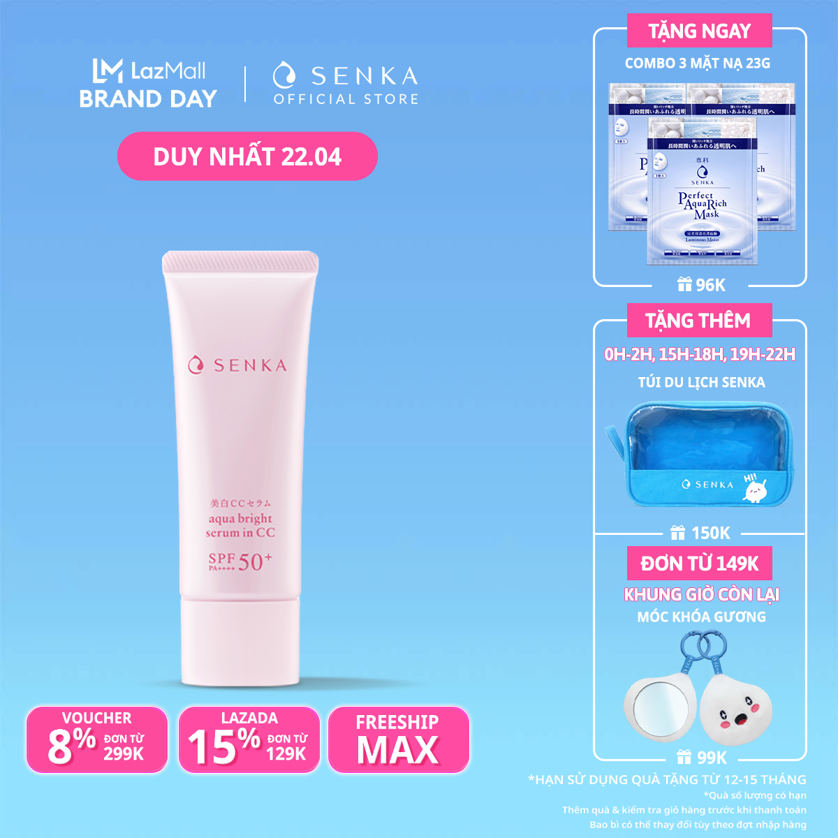 Kem chống nắng Nhật Nâng Tông Dưỡng Trắng 3IN1 Cho Da Khô - Không Gây Mụn SENKA WHITE BEAUTY SERUM IN CC 40G