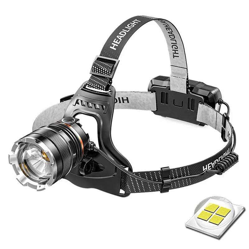 Xhp50 Led cảm biến đèn pha không thấm nước đầu ánh sáng có thể sạc lại câu cá tìm kiếm cắm trại đầu Đèn pin zoom đèn lồng