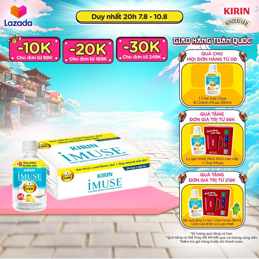 1 thùng - thức uống vị sữa chua & chanh kirin imuse 280ml
