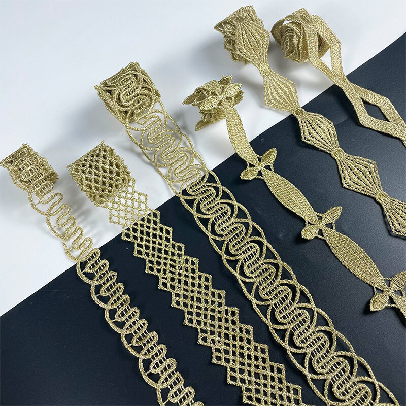Phụ Kiện Trang Trí Ren DIY Nhỏ Màu Vàng Rỗng Thêu Hoa Viền Cửa Sổ Quần Áo Quần Áo Trang Trí Ren Viền