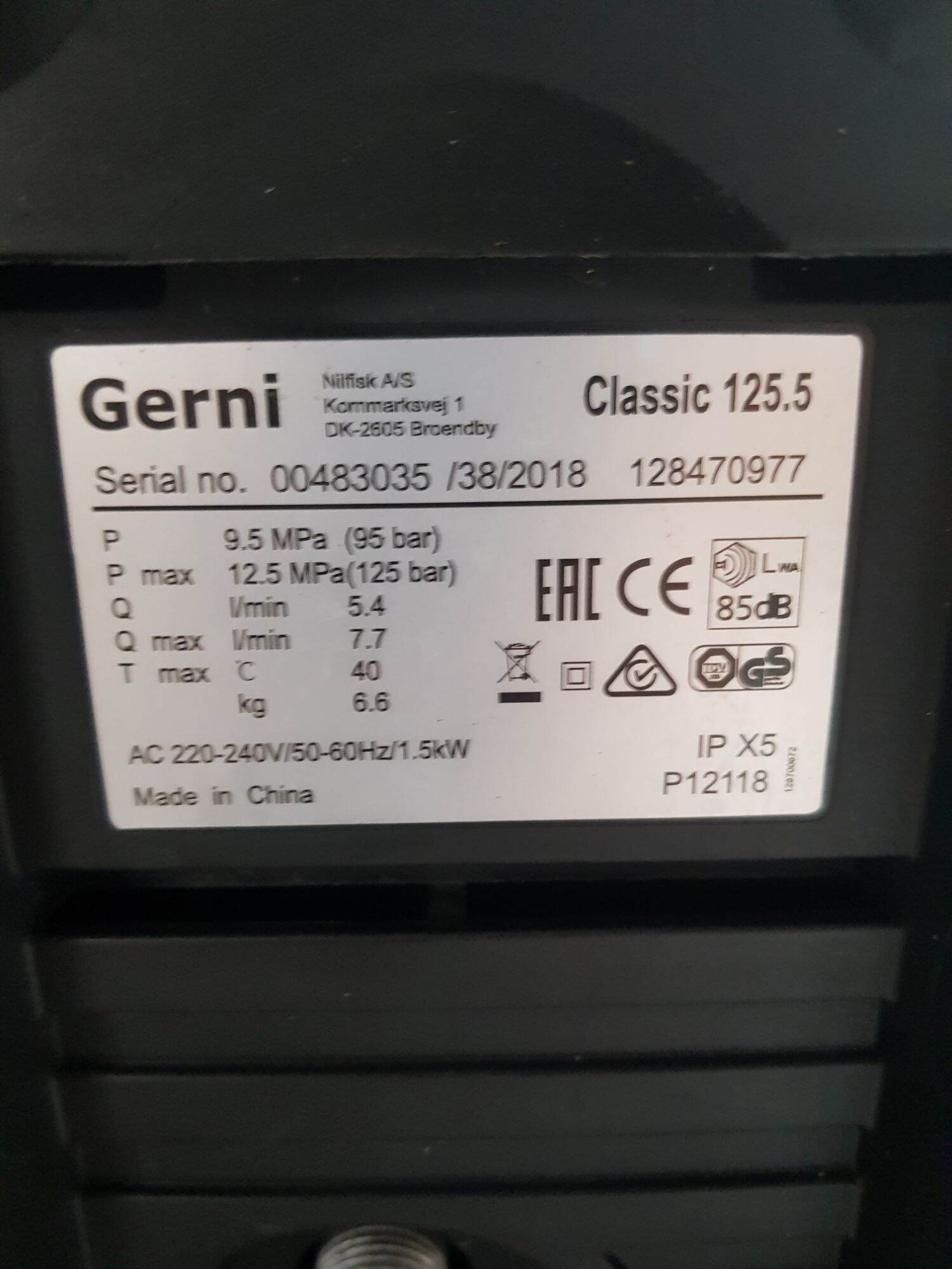 Máy rửa xe GERNI Clacsic 125.5 1500w