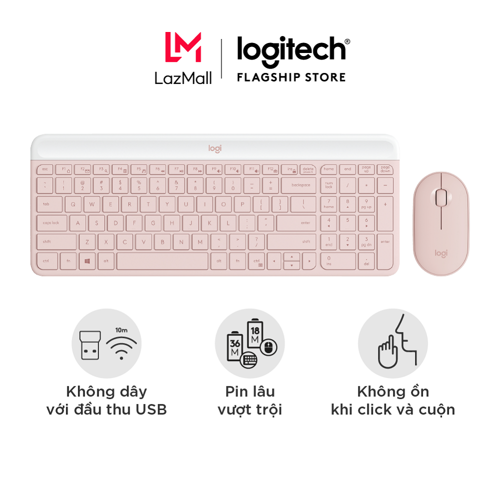 Combo chuột phím không dây Logitech MK470 - Chống ồn USB 2.4HGz pin lâu vượt trội thiết kế mảnh gọn