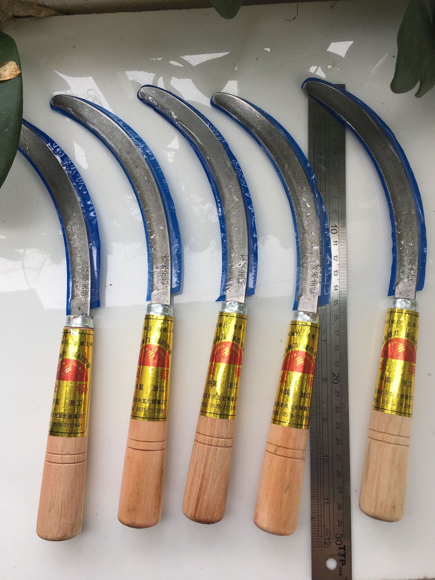 Set 5 liềm cán gỗ siêu bén cắt dừa, cỏ voi...