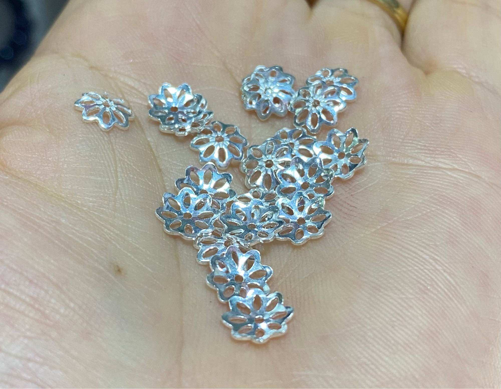 Charm Ốp hoa bạc s925 bọc đá(1ốp) hat 8li 10li
