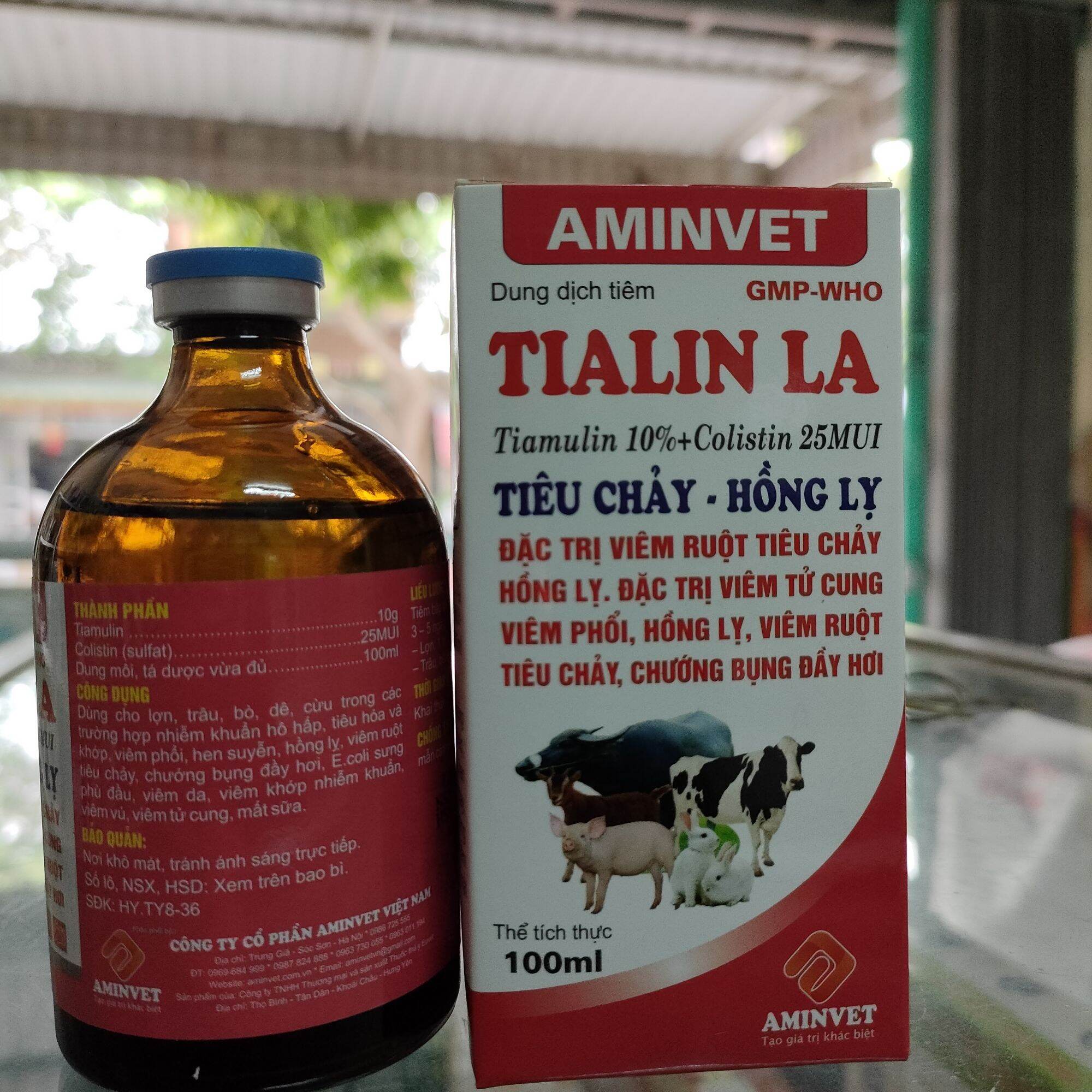 TIAMULIN 10% LA 20ml, 100ml - Tiêu chảy hồng lỵ trên lợn, trâu bò, dê cừu