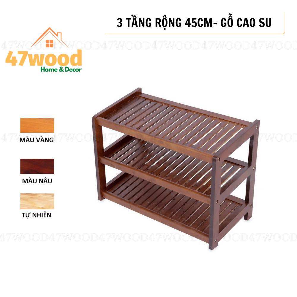 KỆ GIÀY DÉP 3 TẦNG 45CM GỖ CAO SU
