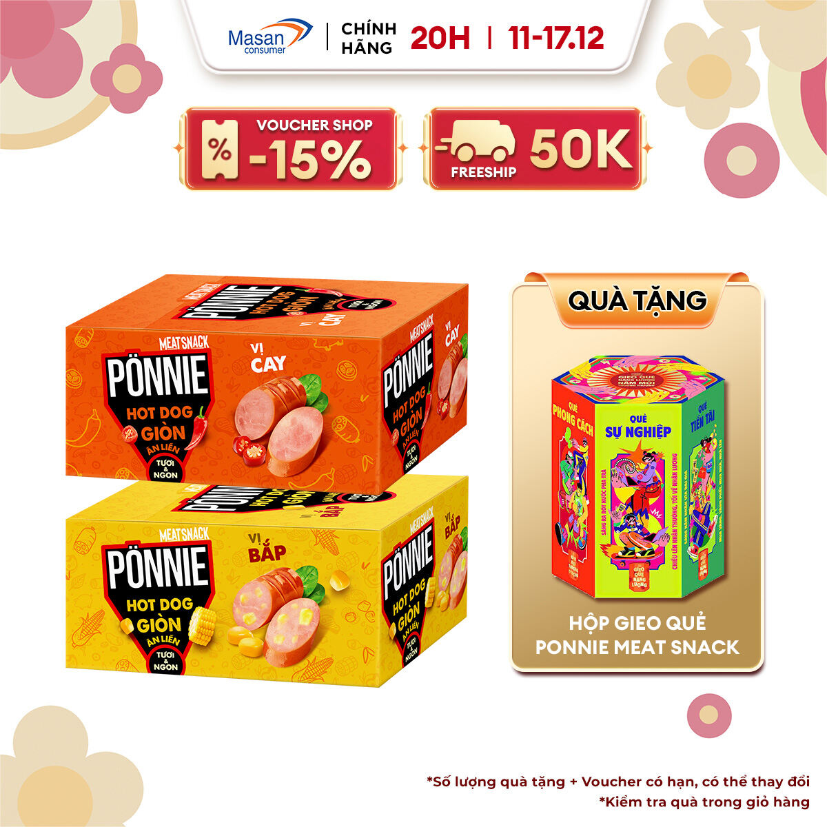 [VC 15% ĐƠN 199K] Combo 2 Hộp Ponnie Hot Dog Giòn Vị Bắp Và Vị Cay (2 Hộp 40 Cây x 28G)