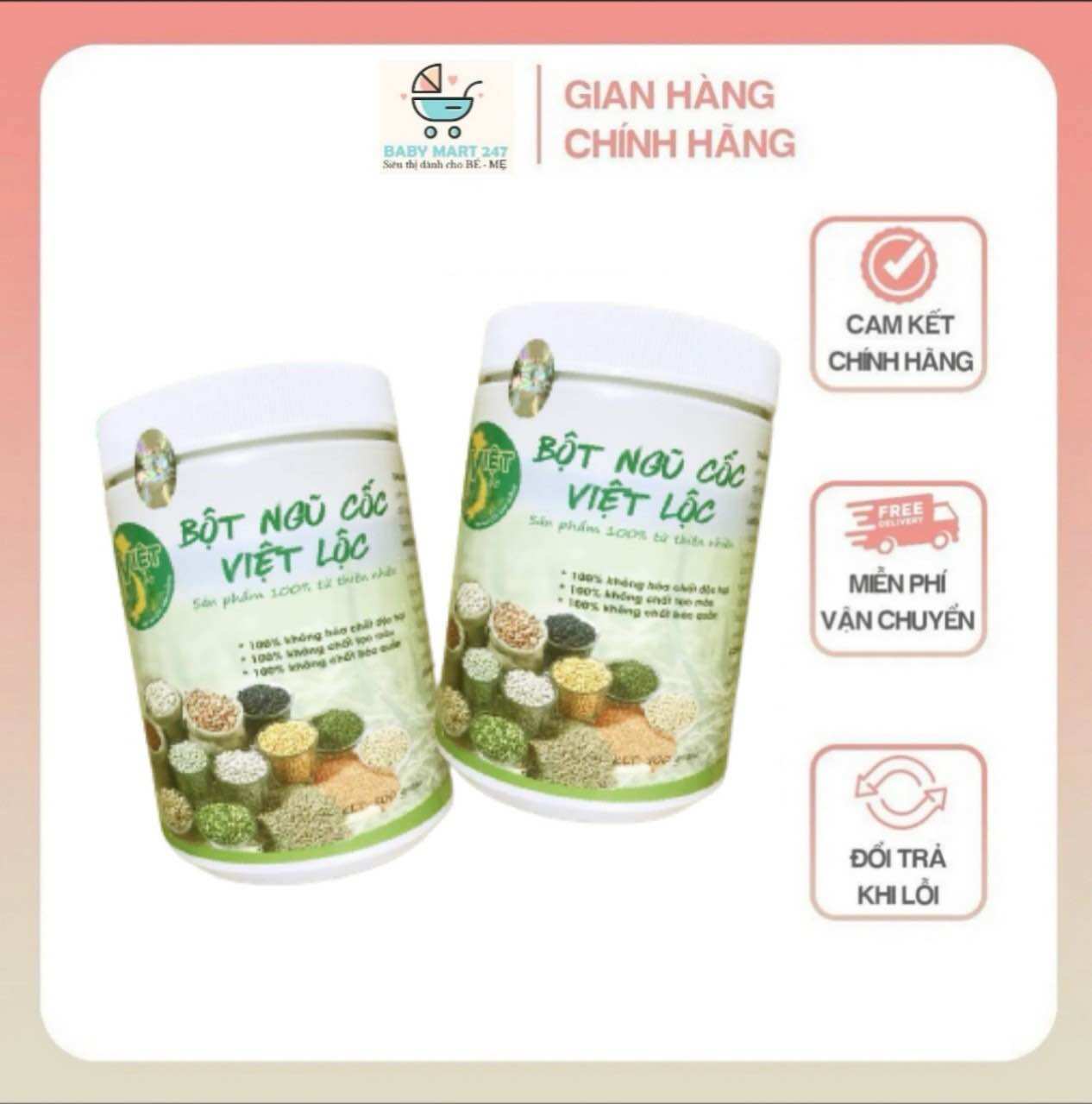 Combo 2 hộp ngũ cốc việt lộc, ngũ cốc bầu, ngũ cốc lợi sữa sau sinh, 26 hạt dinh dưỡng, giúp mẹ khỏe bé thông minh