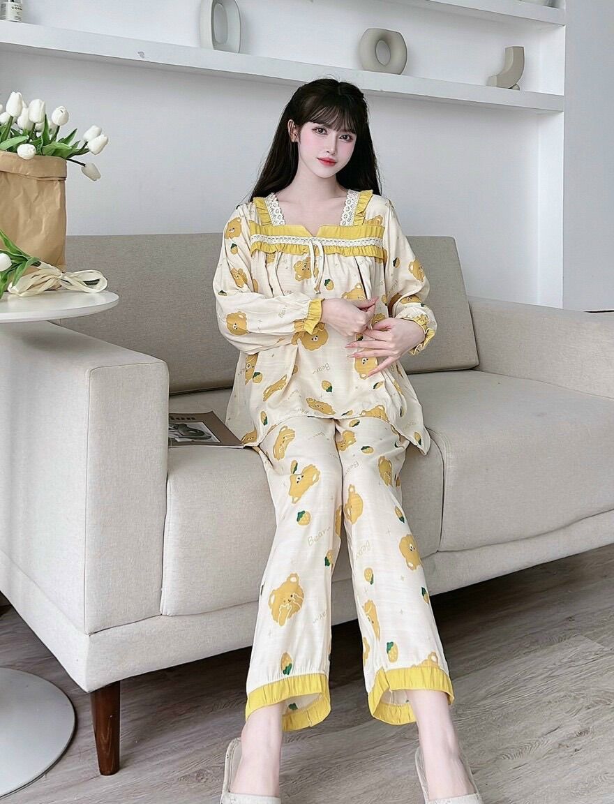 Bộ bầu và sau sinh khoá kéo đũi lụa siêu mát