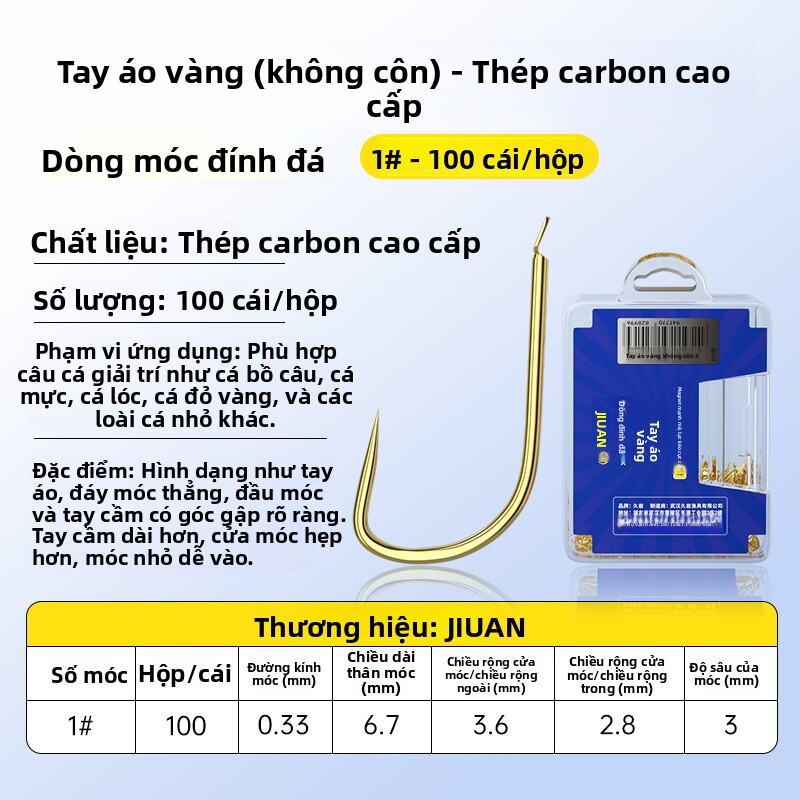 Móc Câu Cá Jiu Yan Gold Sleeve Loose Hook Có Gai Và Không Gai Cho Câu Cá Ngoài Trời Móc Câu Cá Cho C