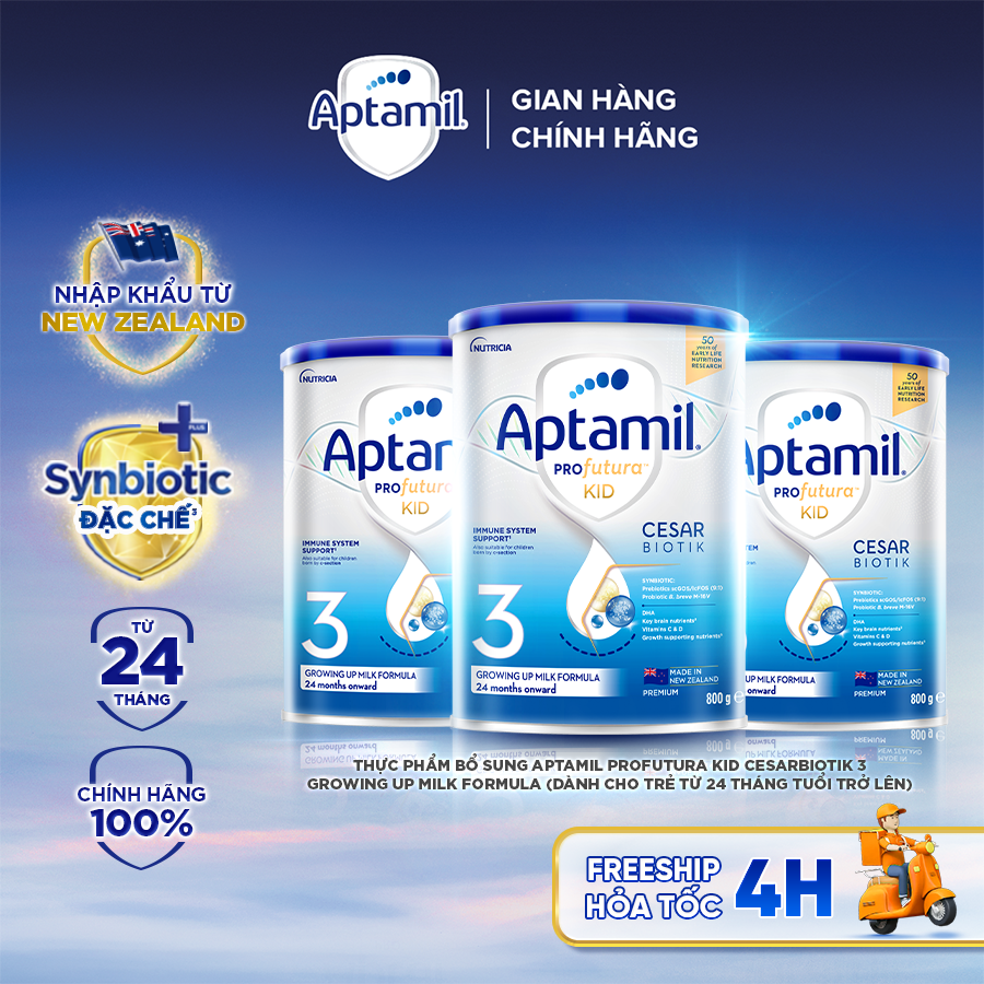 [MUA LÀ CÓ QUÀ] CB 3 Sữa bột Aptamil Profutura Kid Cesarbiotik New Zealand số 3 - Synbiotic độc quyền dành cho bé từ 2 đến 6 tuổi