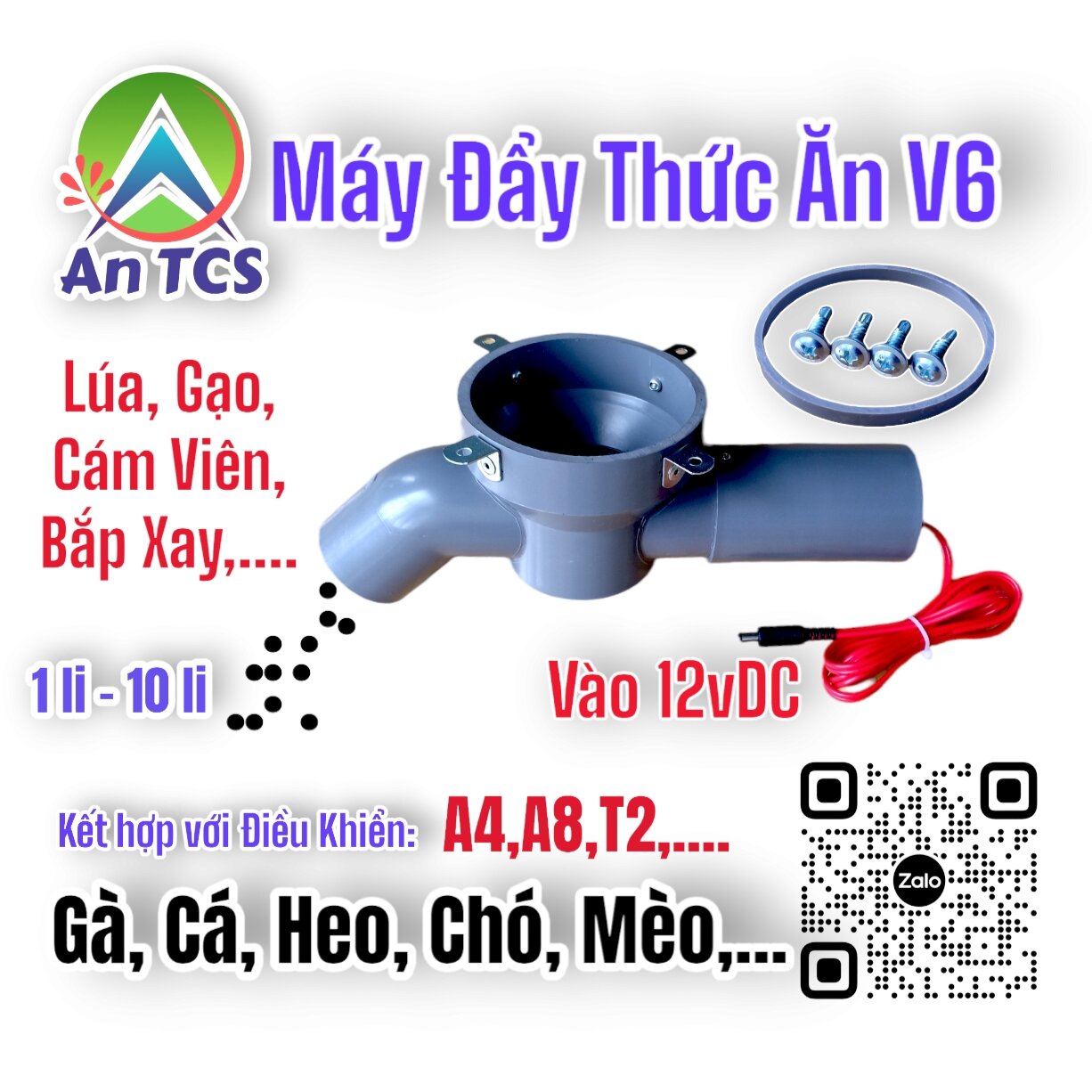 Máy đẩy thức ăn cám viên v6