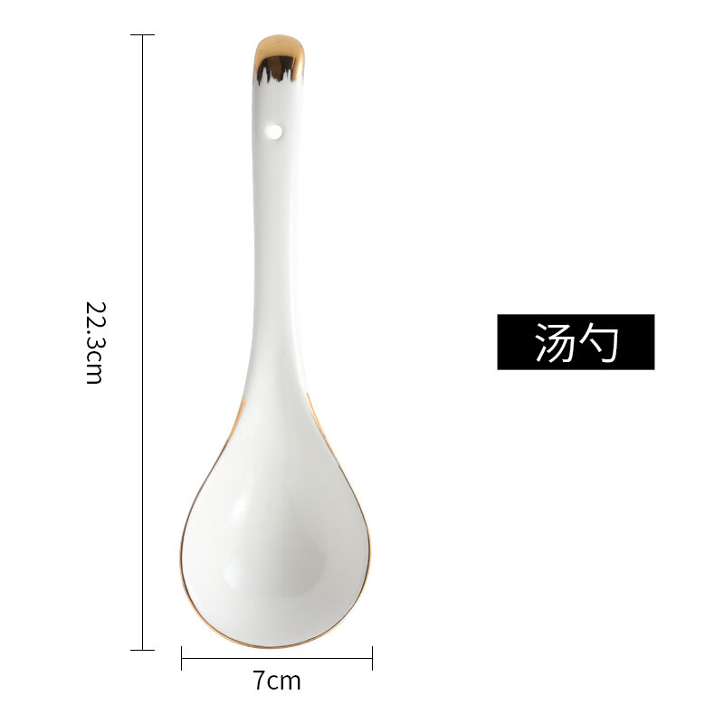 Thìa gốm sứ kiểu âu viền vàng thìa canh nổi tiếng trên mạng thìa canh sứ xương hơi xa xỉ nhỏ thìa canh gia dụng thìa canh ăn cơm
