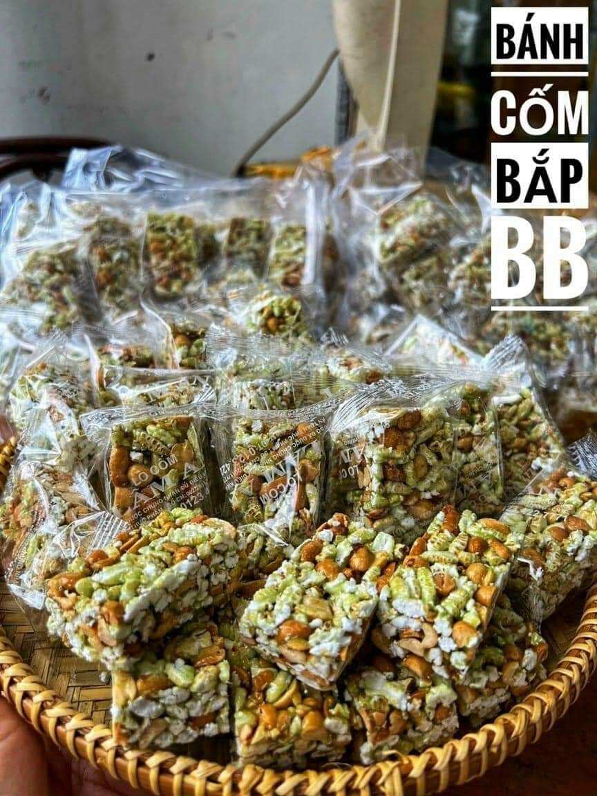 Cốm nếp dứa Lâm An loại 1 , KL 500g (Cốm nếp dứa nước cốt dừa đậu phộng siêu giòn)