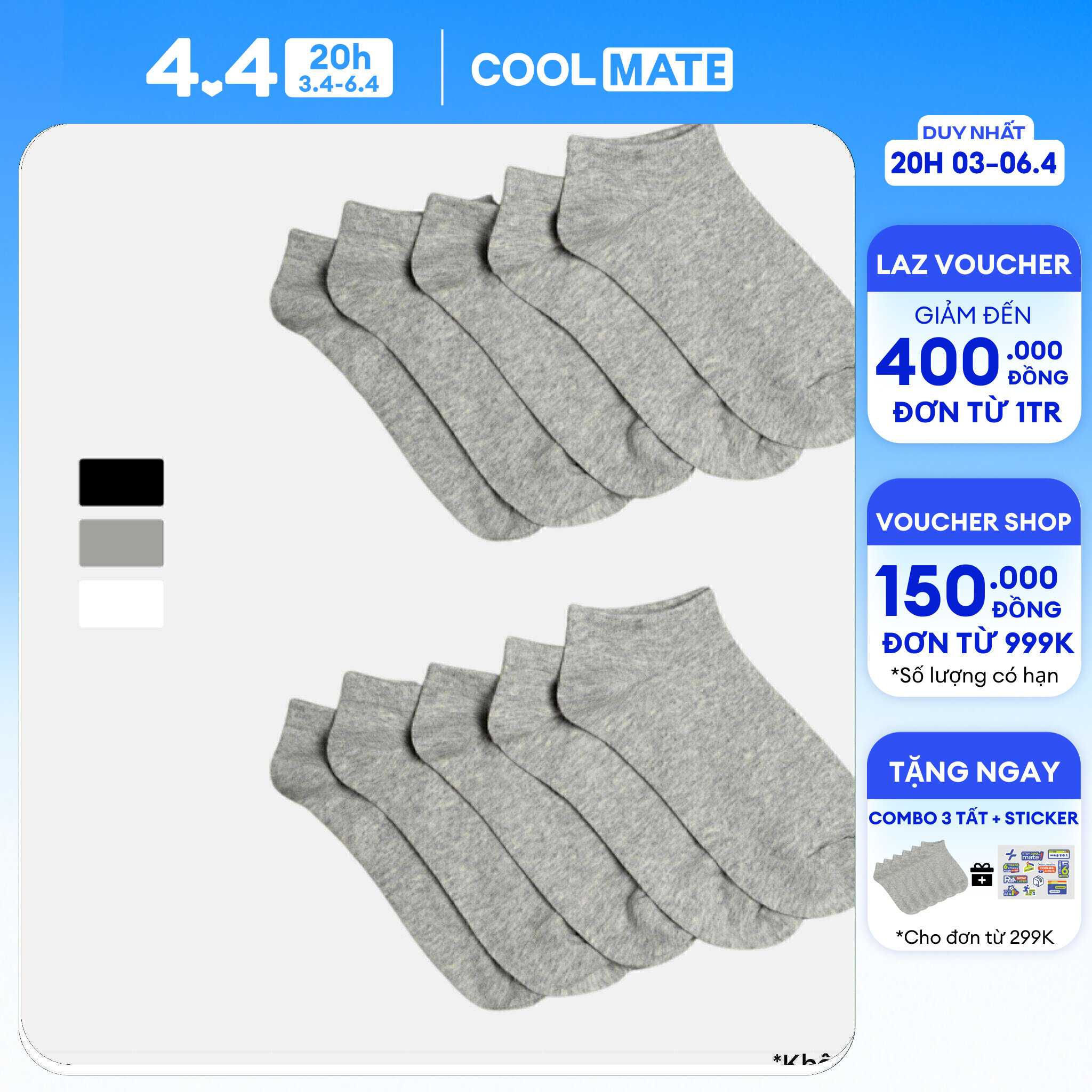 Combo 10 Đôi tất Coolmate Basics - Coolmate [Không đổi trả]