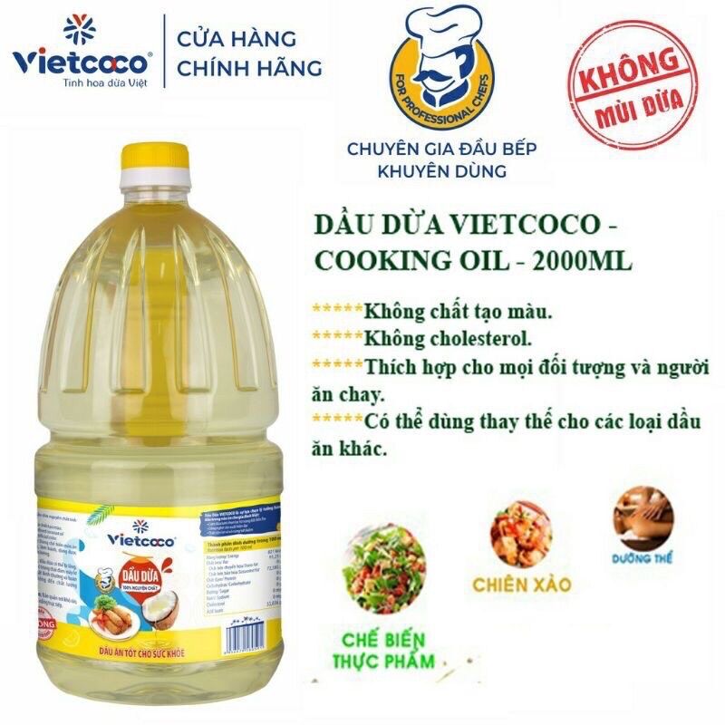 Dầu Dừa tinh luyện 2l nguyên chất Vietcoco