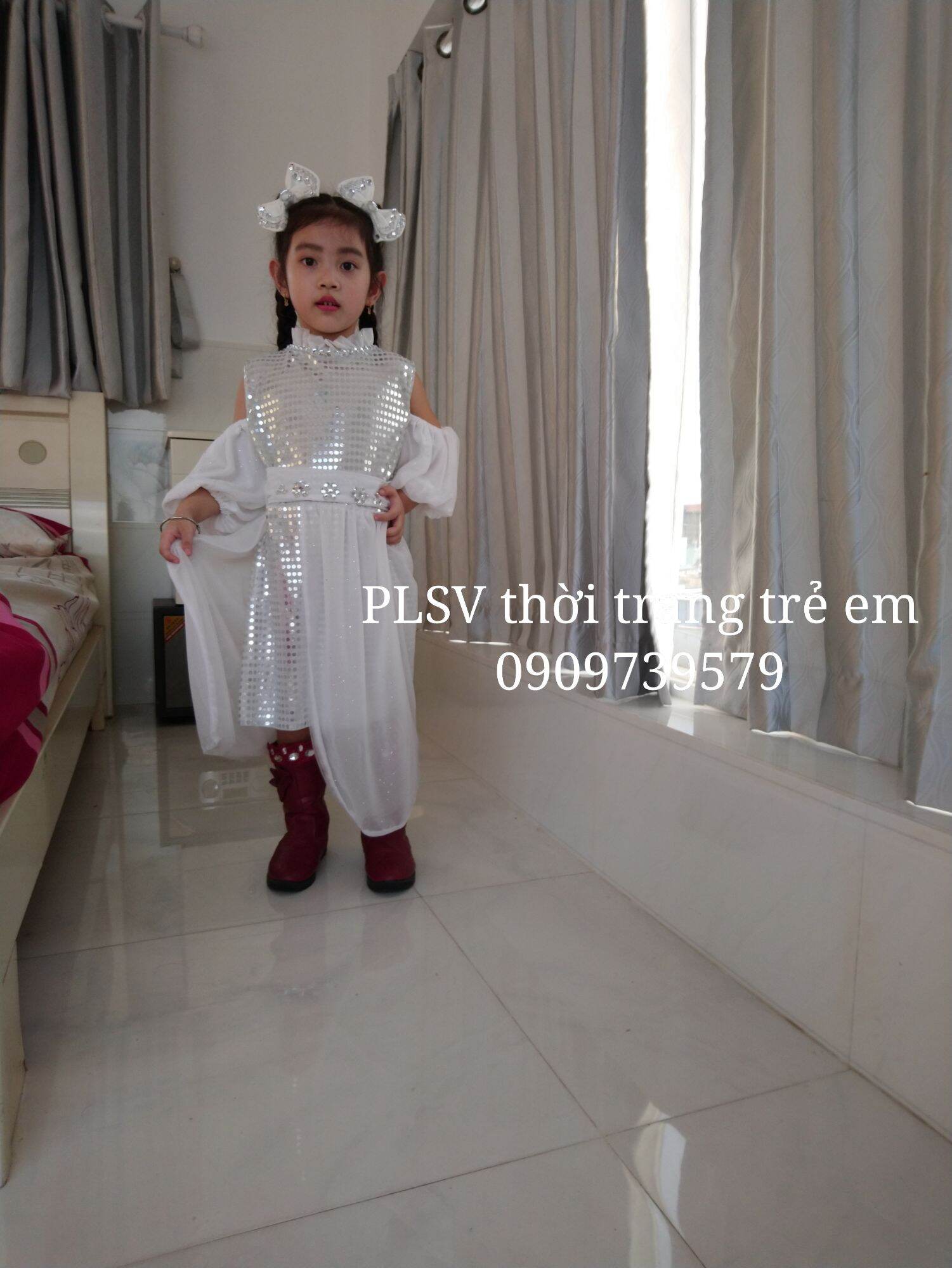 Plsv .váy đầm công chúa bé gái cao cấp đính đá