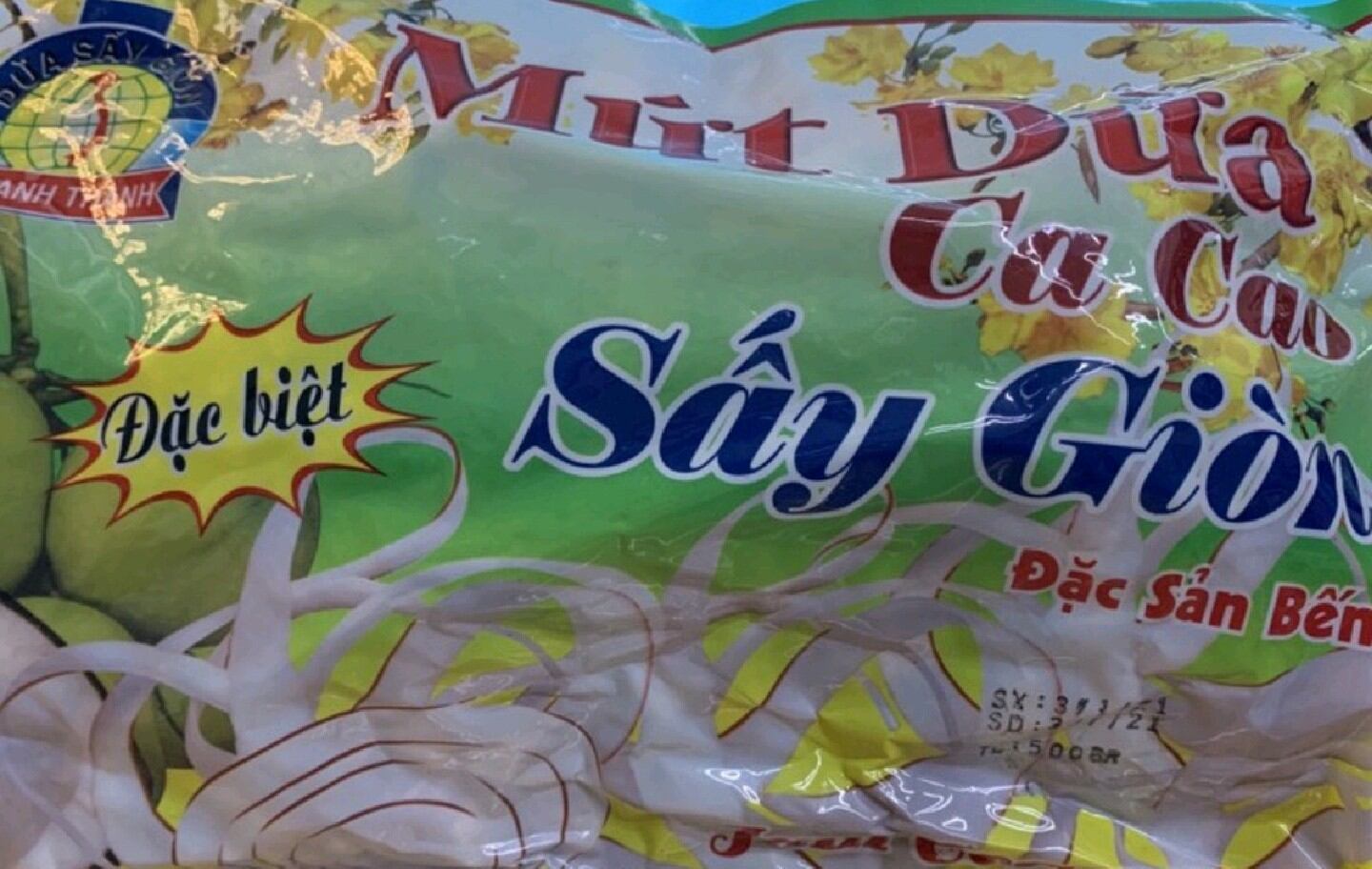 mứt dừa ca cao sấy giòn (500gram)