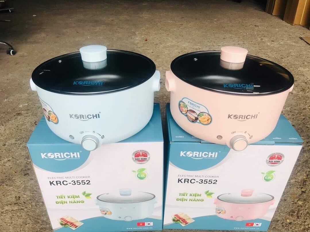 Nồi lẩu điện đa năng hấp xào rán chiên 5l - korichi krc-3552