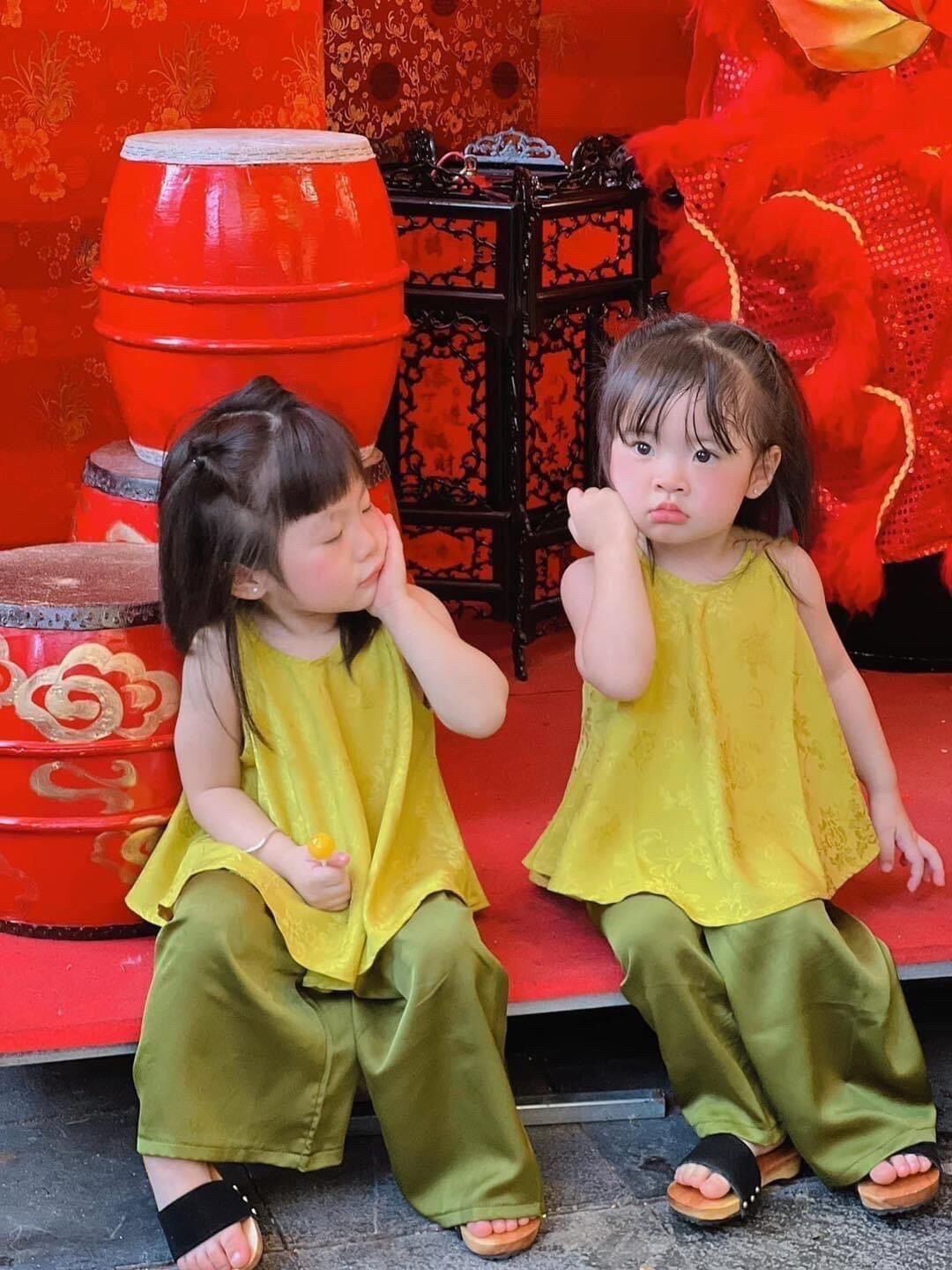 Set áo yếm đào + quần lụa YD2 ống rộng cho bé gái