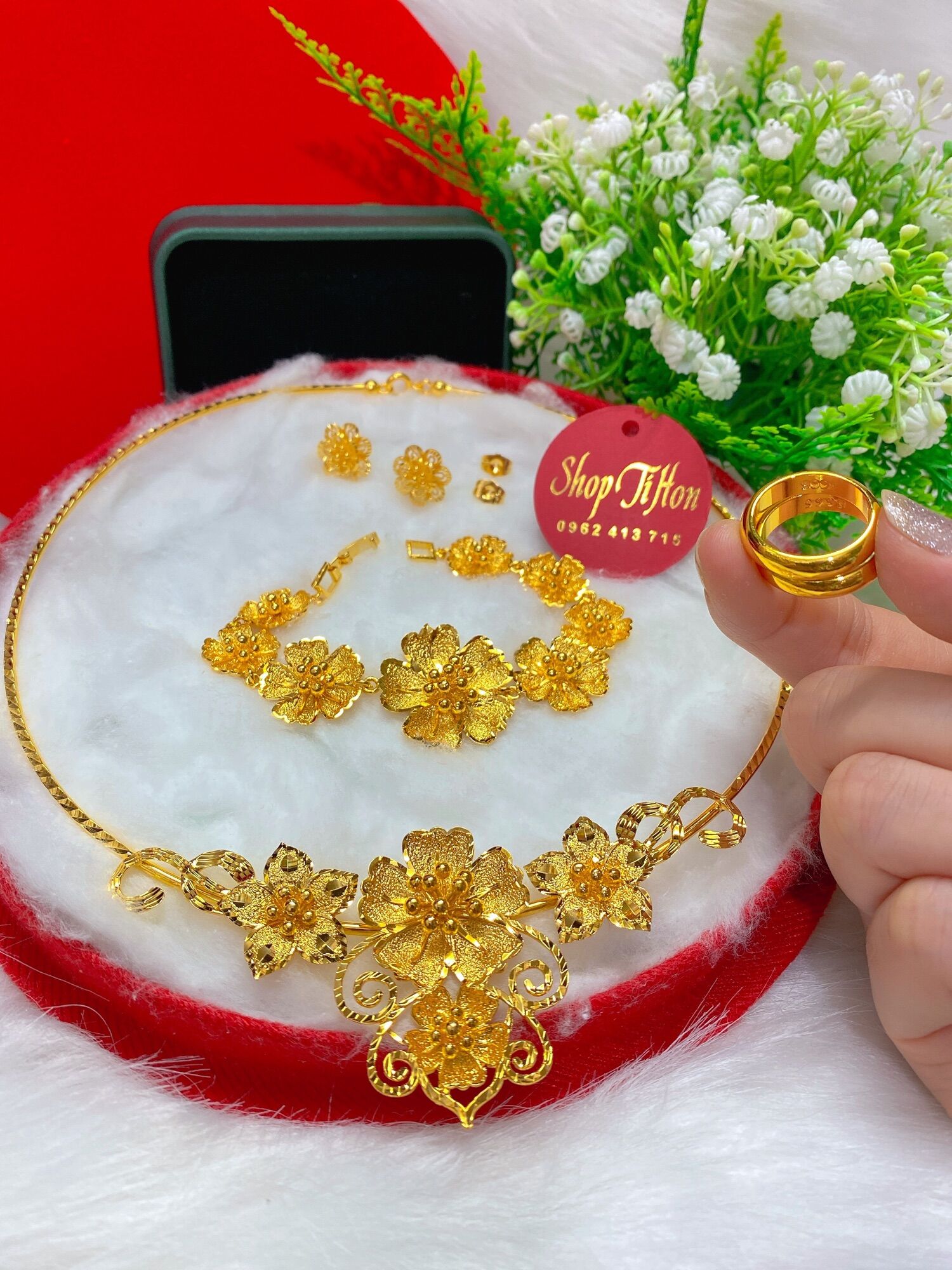 Set bộ cưới mạ vàng 24k cao cấp nguyên bộ y hình mẫu mới cực đẹp