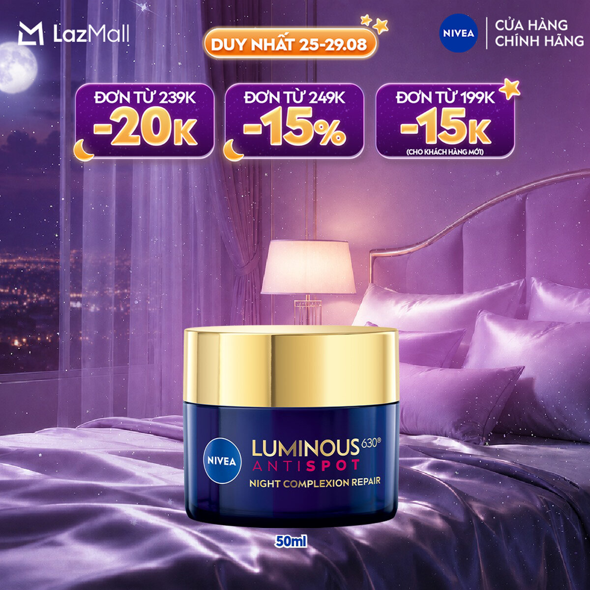 Kem Dưỡng Da Ban Đêm NIVEA LUMINOUS 630 Giúp Làm Mờ Đốm Nâu | Ngăn Ngừa Thâm Nám 50ml - 94134
