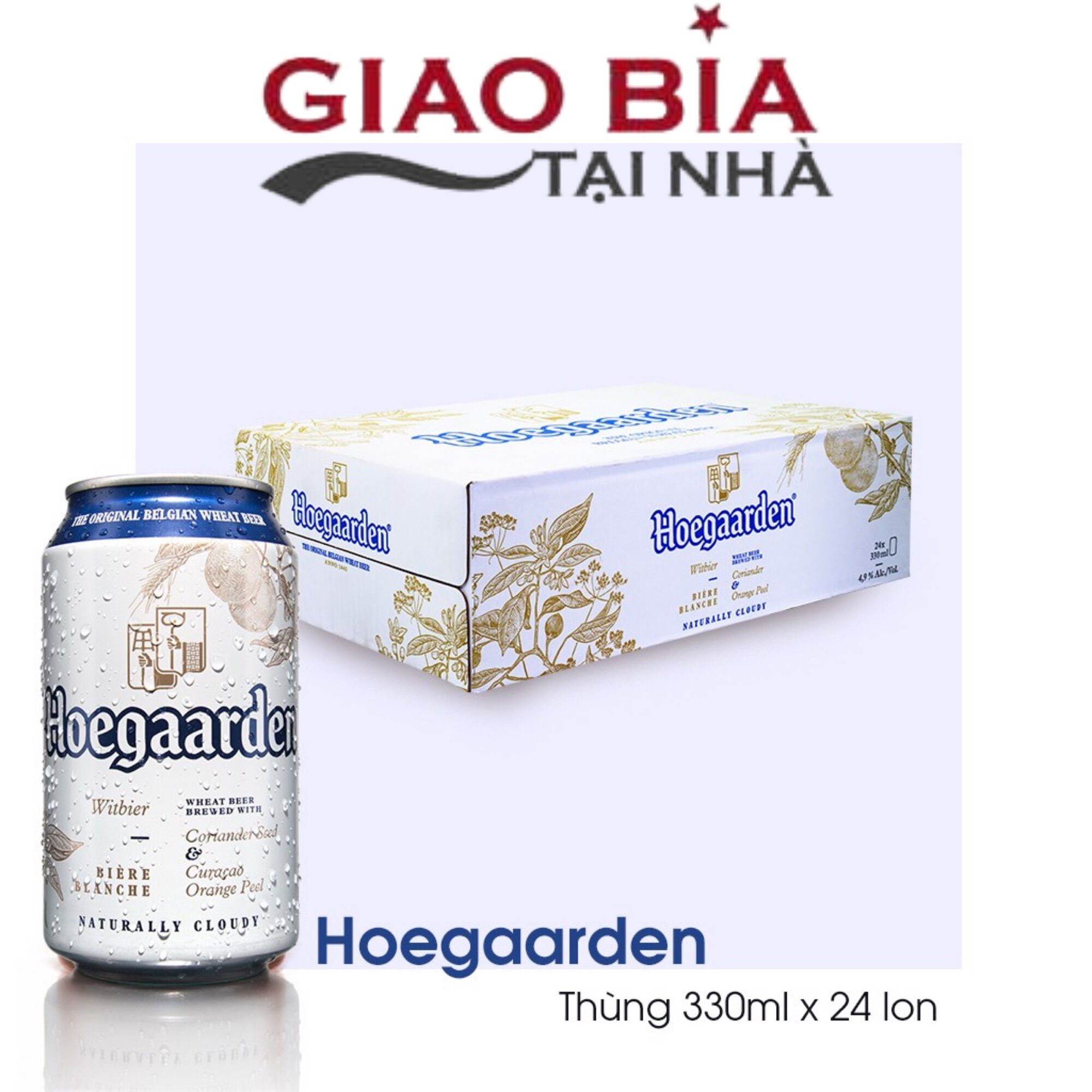 Thùng bia hoegaarden 330ml x 24 lon bia lúa mỳ phong cách bỉ chỉ giao nhanh hn