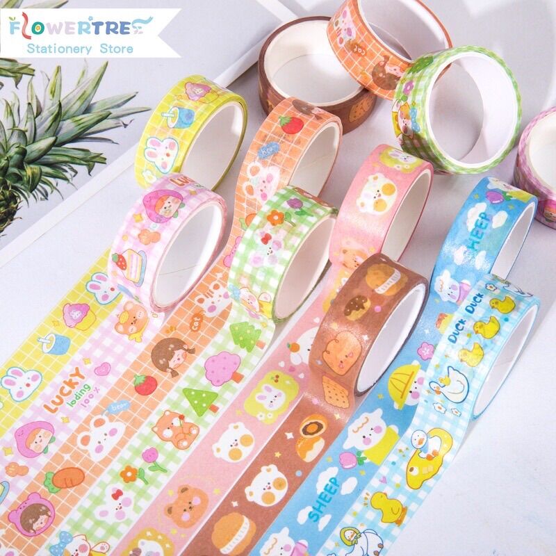Cuộn băng dính washi tape trang trí sổ dễ thương đa năng 05