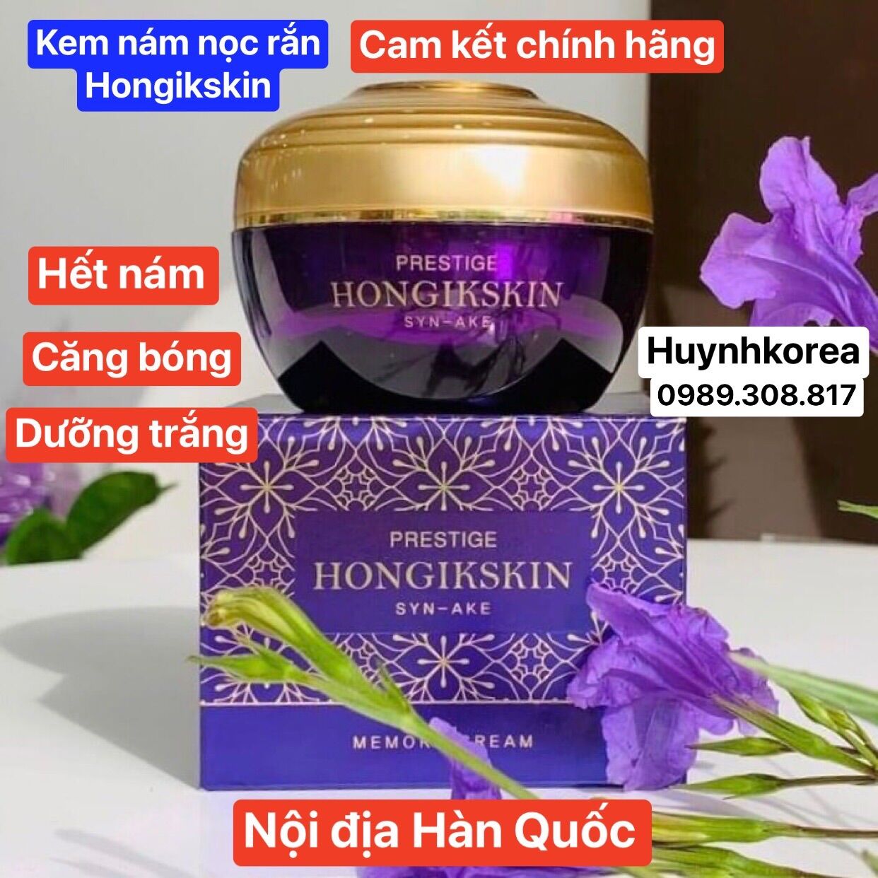 Kem nám nọc rắn Hongikskin Hàn Quốc 80g- Hết nám, trắng da, căng bóng
