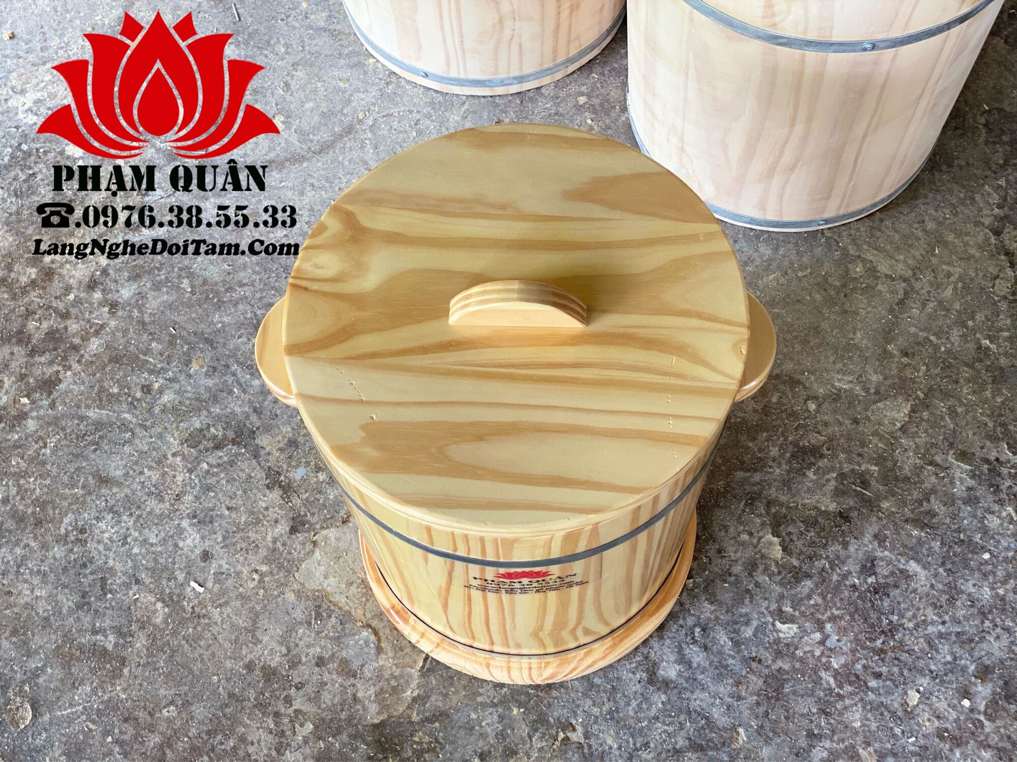 Thùng gỗ đựng gạo phong thuỷ 20kg