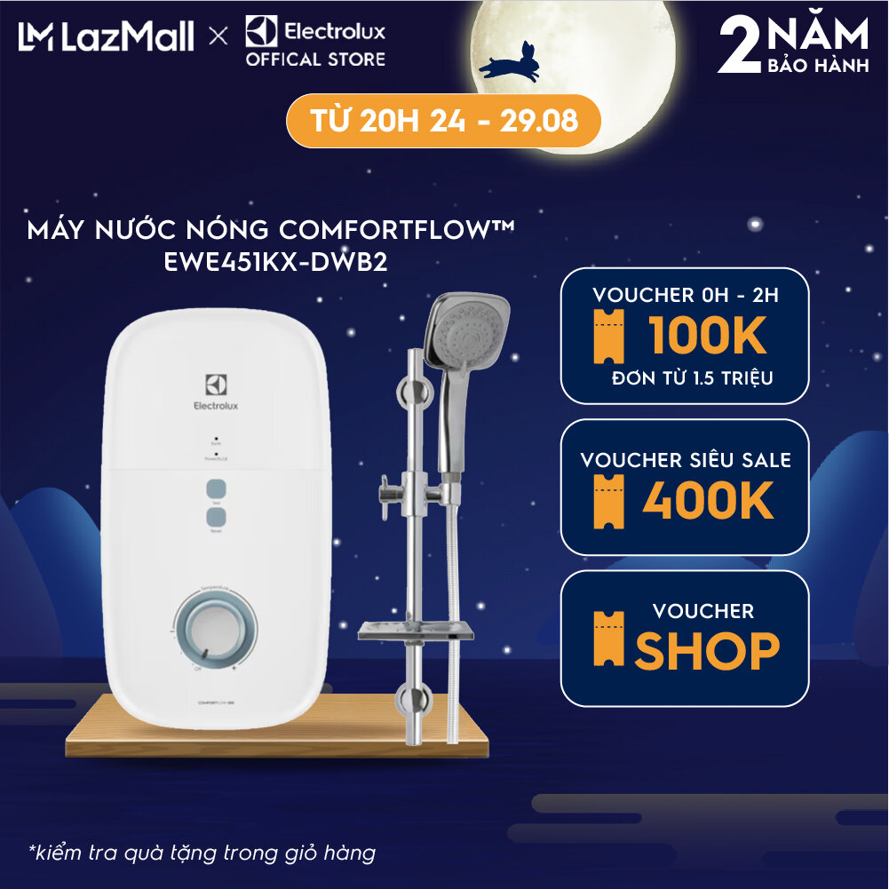 Máy nước nóng trực tiếp Electrolux ComfortFlow™ 500 - EWE451KX-DWB2 - Làm nóng nhanh, nhiệt độ nước ổn định, tự động ngắt điện, tặng vòi sen 5 chế độ phun
