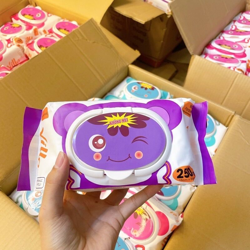 KHĂN GIẤY ƯỚT KHÔNG MÙI VILLA 250gr