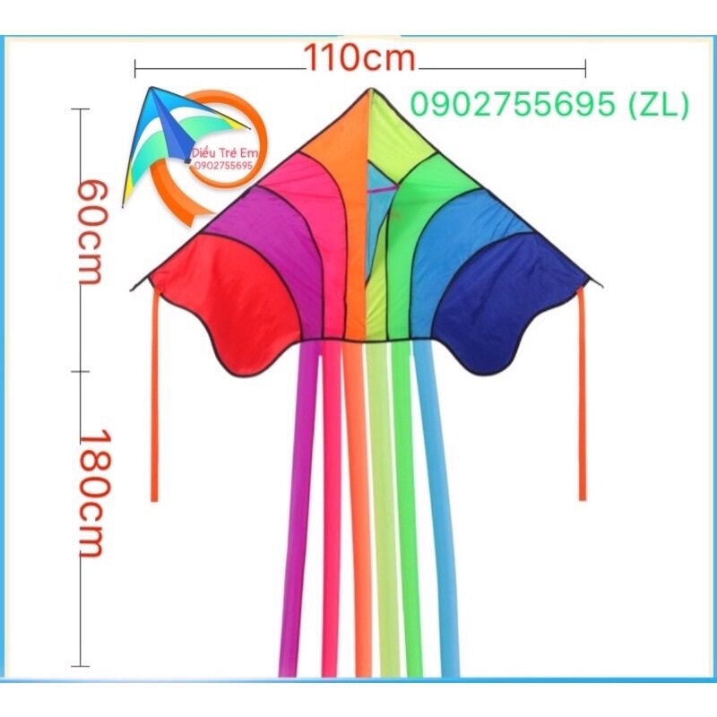 [MUA 1 ĐƯỢC 2] Diều cầu vồng 7 đuôi, diều cá 7 đuôi cầu vồng, diều đuôi dài - Tặng tay cầm thả diều 150m dây + túi vải đựng diều (shop diều giá rẻ - diều đẹp - diều 3d - diều độc lạ) diều cầu vồng, diều giá rẻ