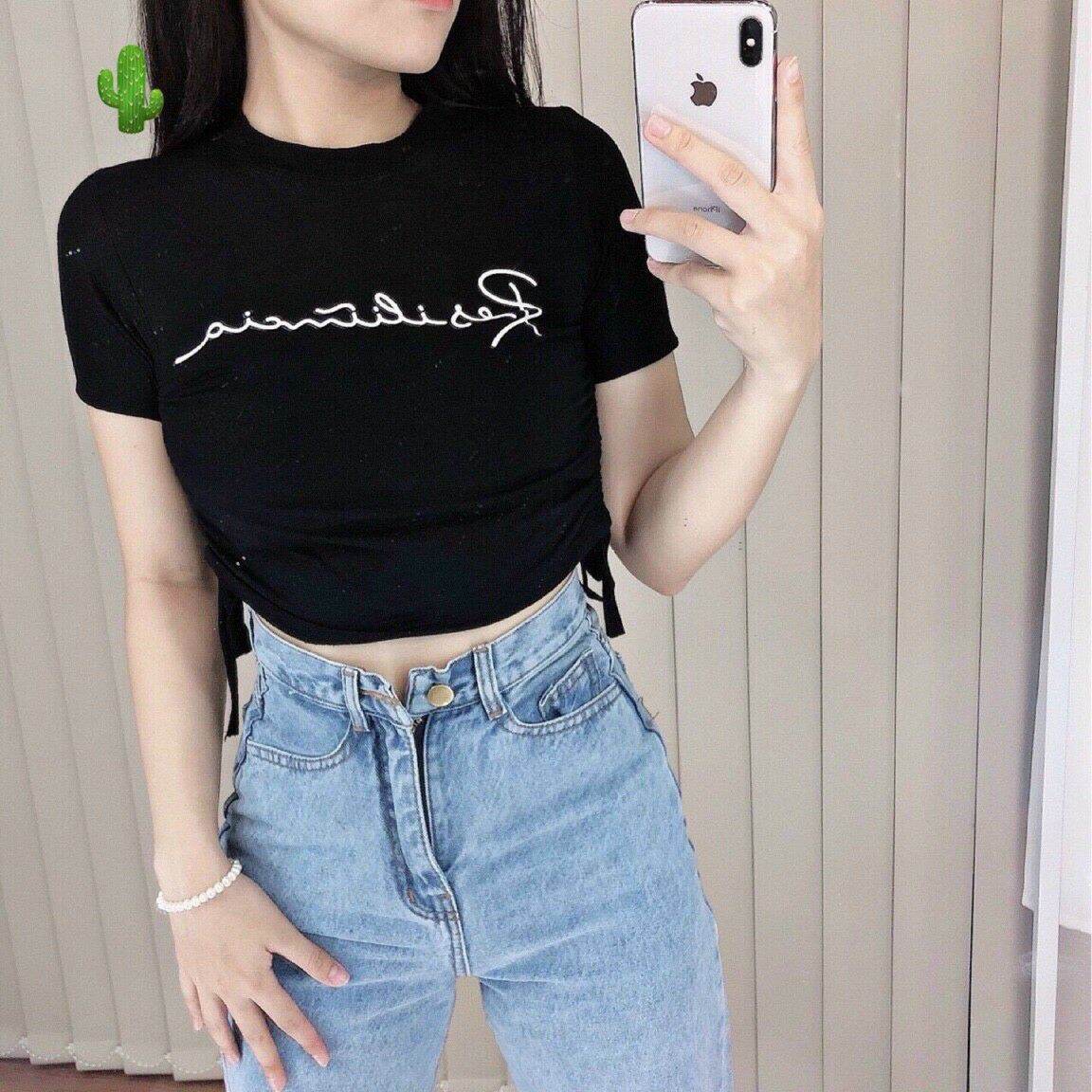 Áo croptop rút hai bên eo