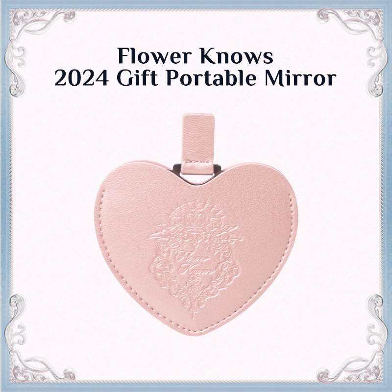 [Flower Know][SALE]Gương trang điểm cầm tay Flower Knows hình trái tim hoạ tiết hoa - Gương trang đi