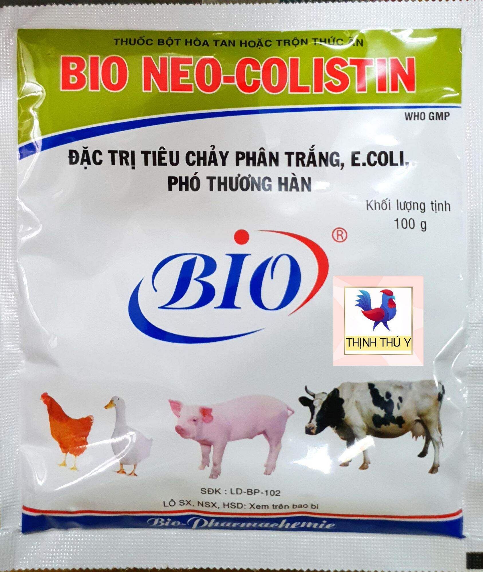 Bio NEO COLISTIN (100gr) - Đặc tr.i tiêu chảy phân trắng, E.coli, phó thương hàn cho gà, vịt, heo, bò