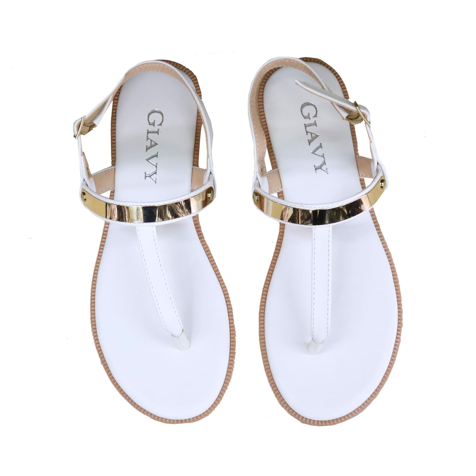 Sandal nữ GIAVY- SU S851 màu rêu và trắng quai kẹp mãnh mai