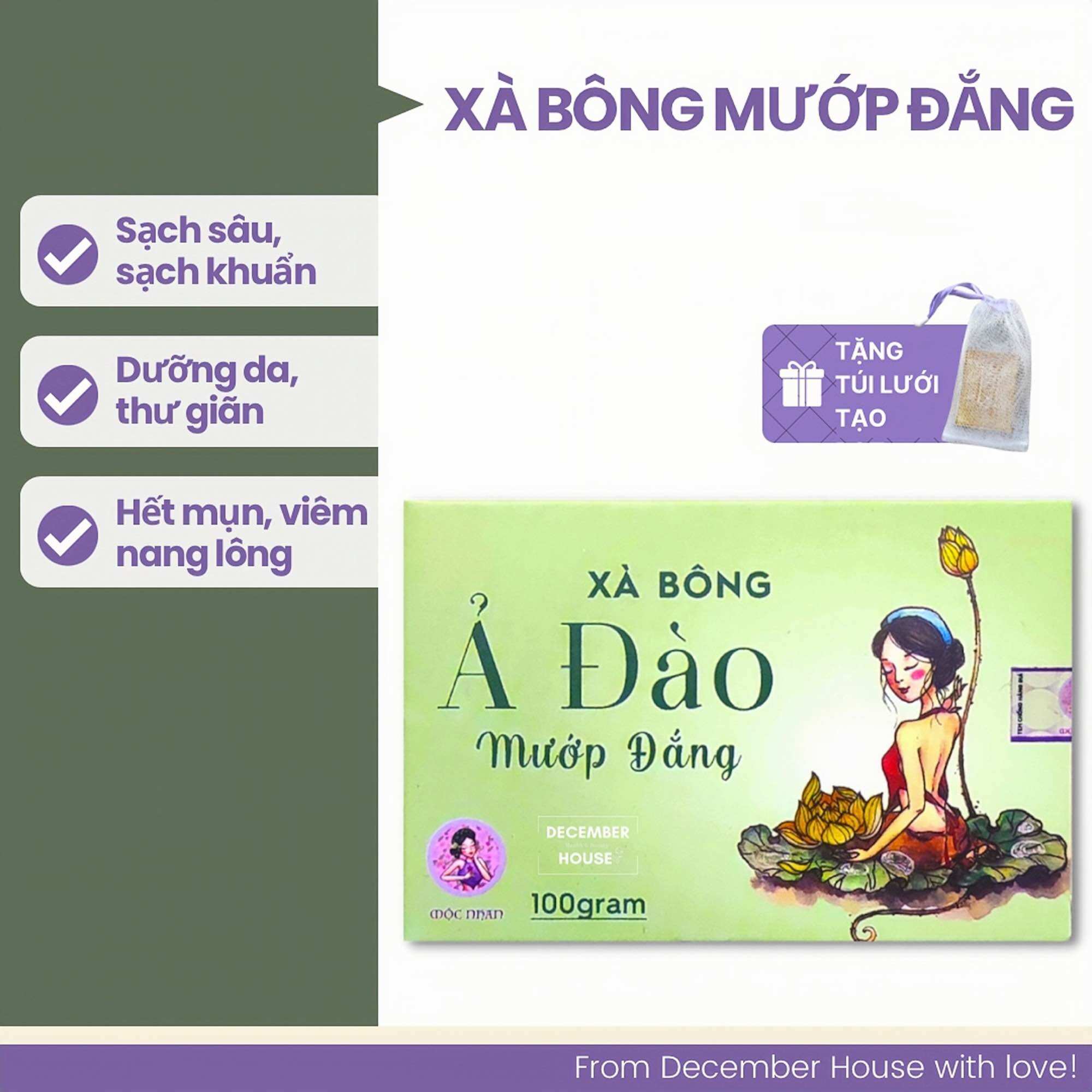 Xà bông mướp đắng Ả Đào Mộc Nhan Natural giảm mụn lưng, viêm nang lông 100gr